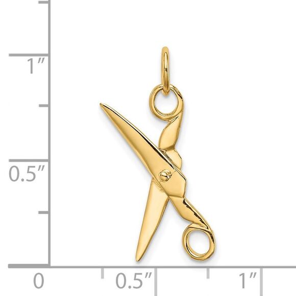 Kazi Luxury 14k Yellow Gold 3D Moveable Scissors Charm